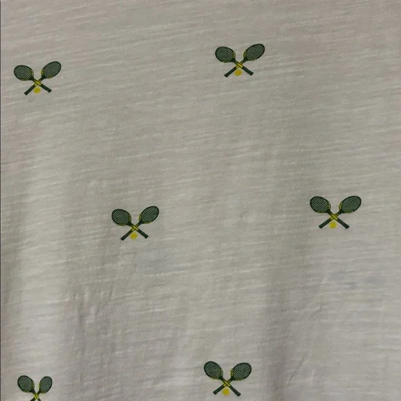 J. Crew size M White Tee with Green Tennis rackets Pattern - Picture 2 of 4
